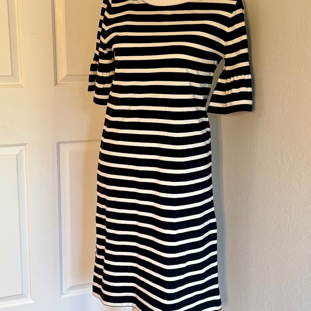 JCrew Striped Cotton Bell Short Sleeve Cotton Dress